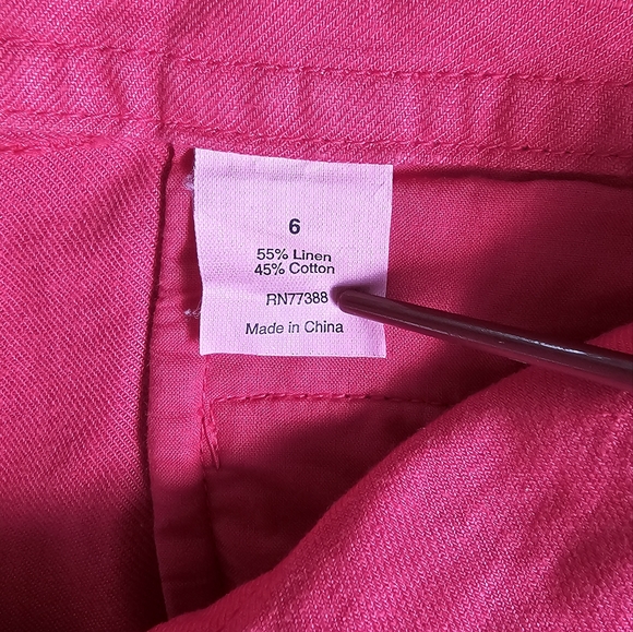 J. Crew Wide Leg Gaucho Cropped Pants, Coral, Linen Blend, Sz 6 - Picture 7 of 9